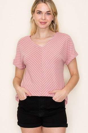 Patty Striped V-Neck Top