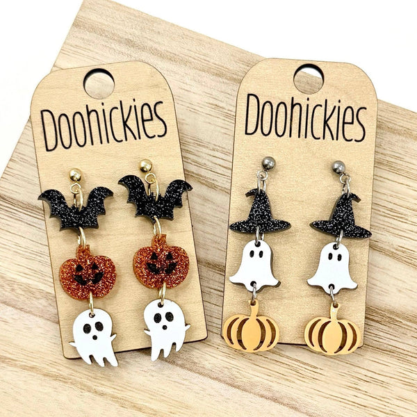 Spooky Trifecta Dangle Collection - Halloween Earrings: Witch Hat