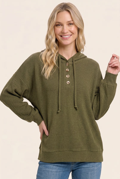 Miranda Half Button Hoodie Top