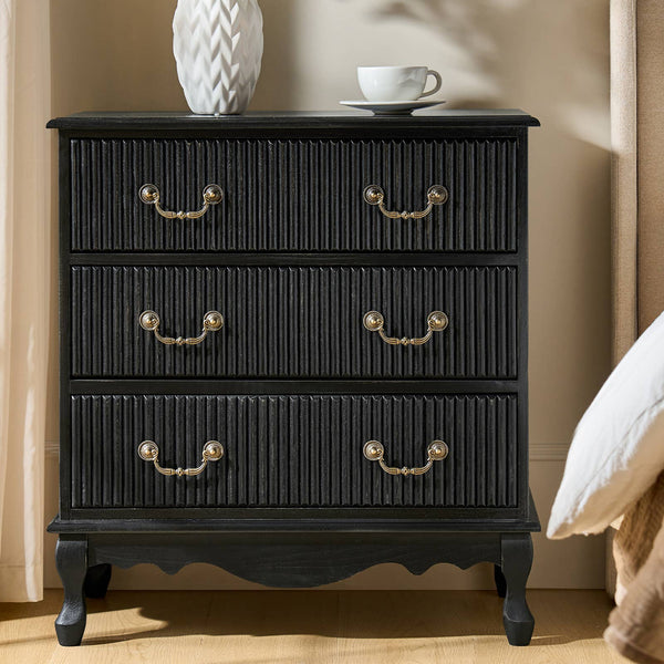 Cedar 3-Drawer Nightstand: Charcoal