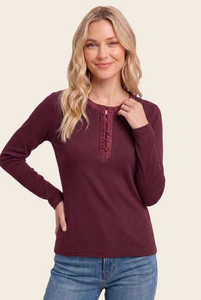 Mona Button Neck Solid Top
