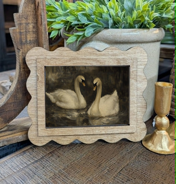 Scallop Midnight Swans Framed Canvas Art