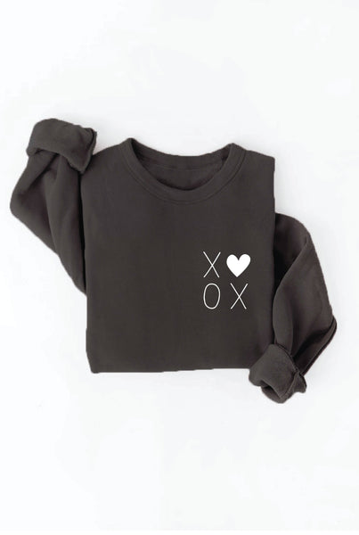 XOXO Heart Graphic Sweatshirt: HEATHER DUST