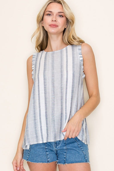 Katie Striped Keyhole Top