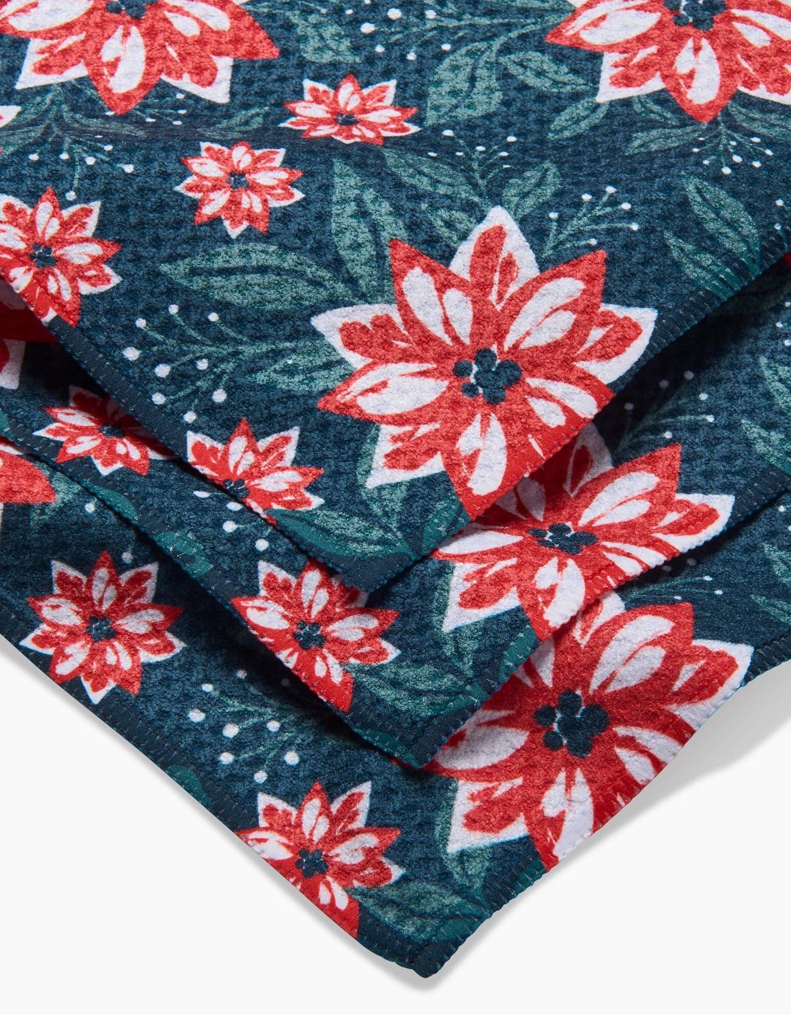 Poinsettia Garden Dishcloth Set