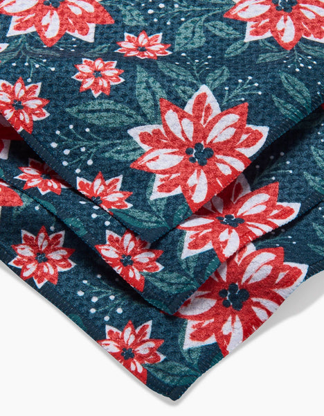 Poinsettia Garden Dishcloth Set