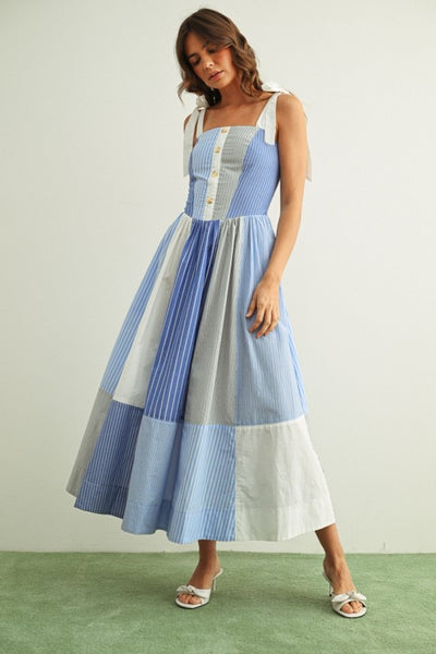 Helen Striped Patchwork Dress