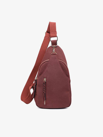 Faux Suede Dual Compartment Sling Bag