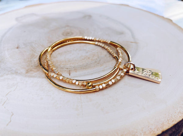 Pearl & Gold Triple Wrap Bracelet