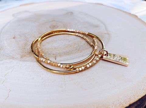 Matte Nugget Triple Wrap Bracelet