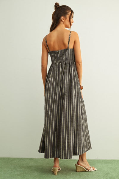 Audrey Stripe Pattern Long Dress