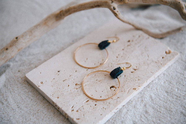 Leather and Gold Plated Hoops