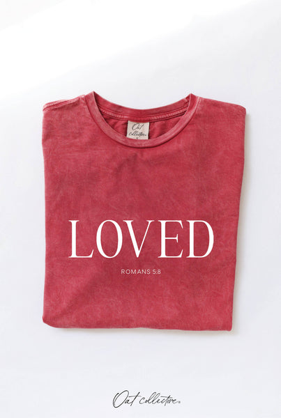 LOVED ROMANS 5:8 Graphic Top: WINE