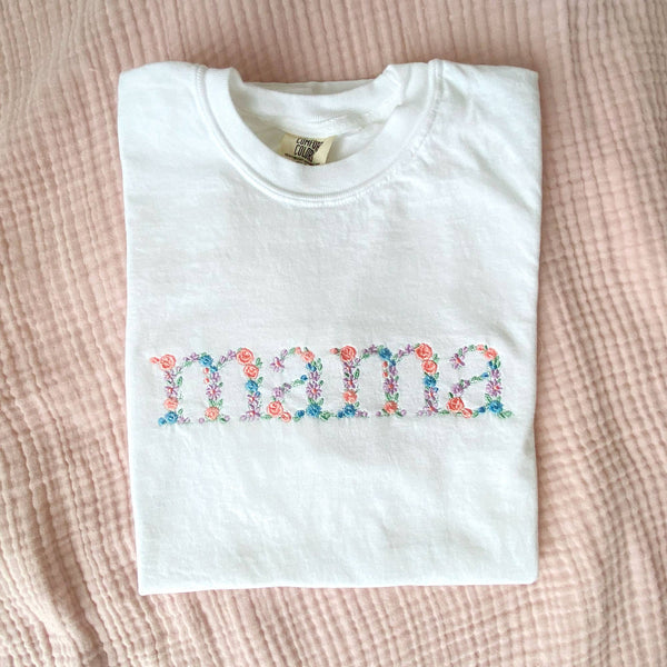 Ivory Spring Floral Mama Embroidered Tee