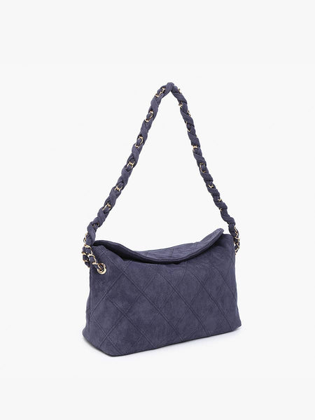 Dominique Faux Suede Quilted Shoulder Bag