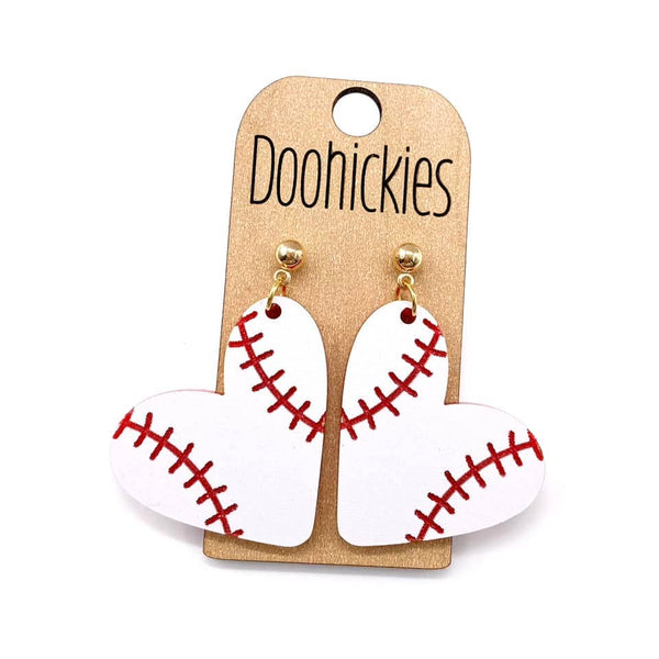 Softball Heart Dangle Earrings