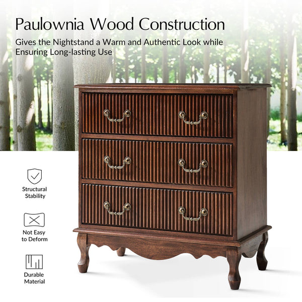 Cedar 3-Drawer Nightstand: Charcoal