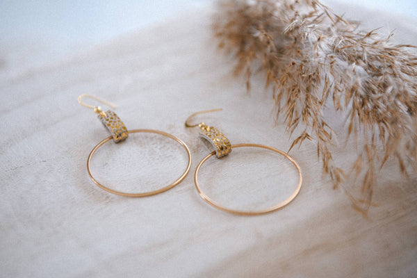 Private Label Lightweight Leather and Gold Plated Hoops: Natural