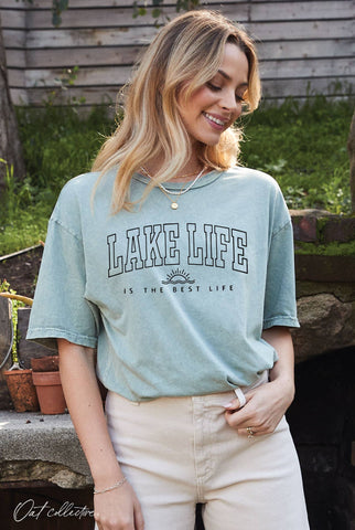 Light Olive LAKE LIFE IS THE BEST LIFE Tee