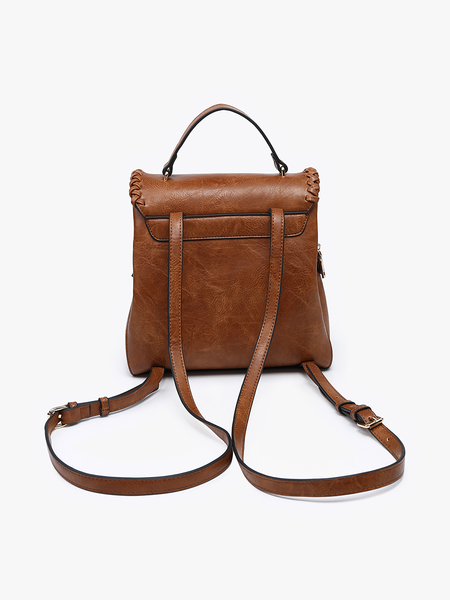 BP2473 Blossom Whipstitch Trim Backpack: Brown