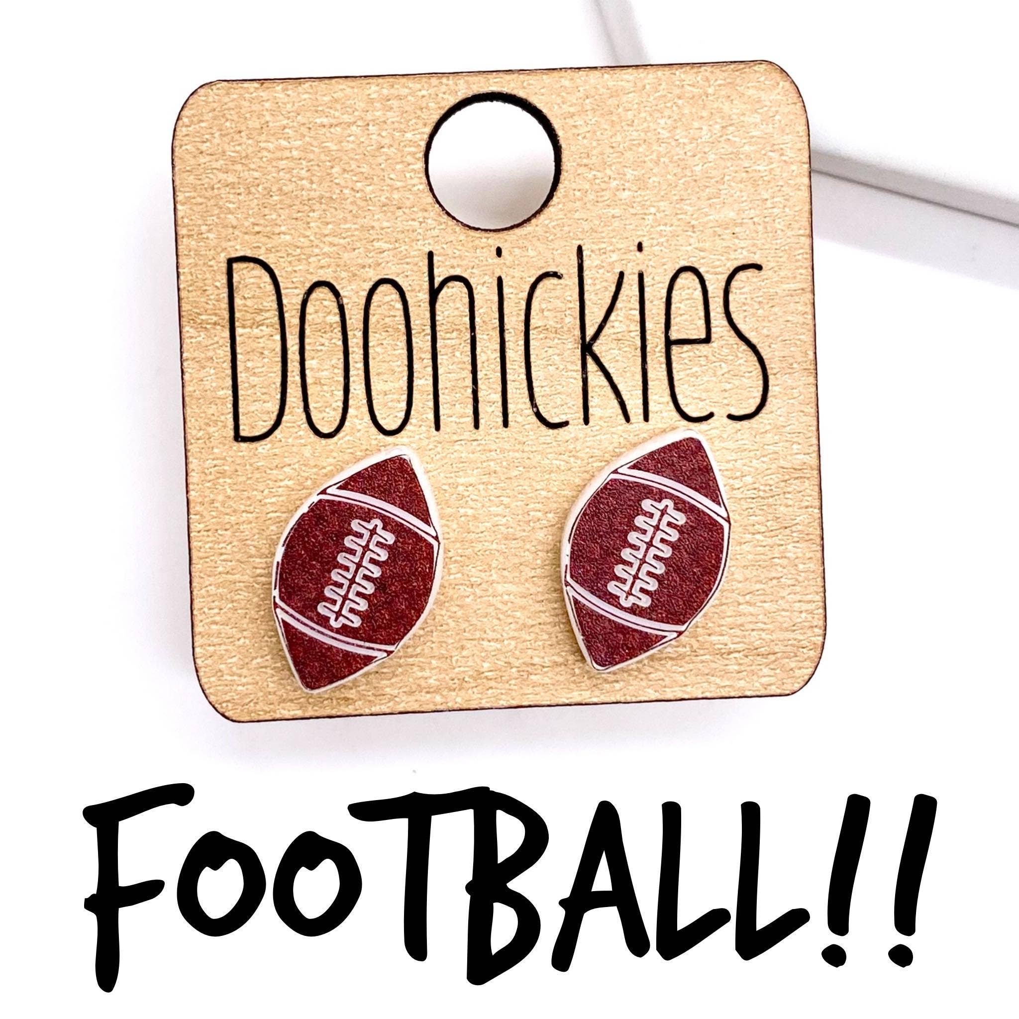 Engraved Football Earrings