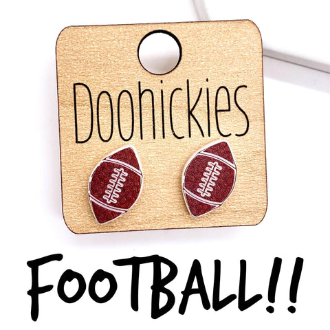 Engraved Football Earrings