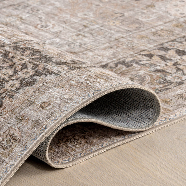 Bayberry Spill Proof Vintage Machine Washable Area Rug: Brown / 3' x 5'