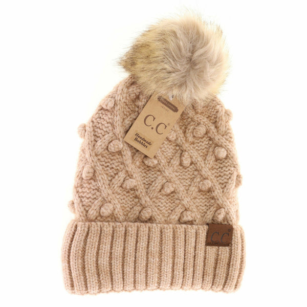 Bobble Knit Moss Beanie