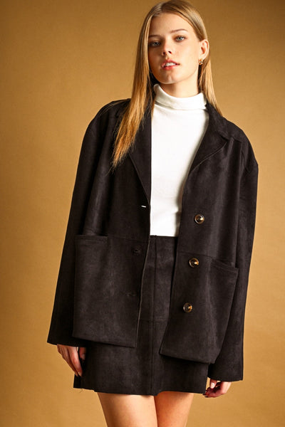 Stephanie Suede Oversized Blazer