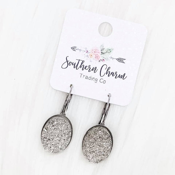 Oval Dangles -Earrings: Crystal