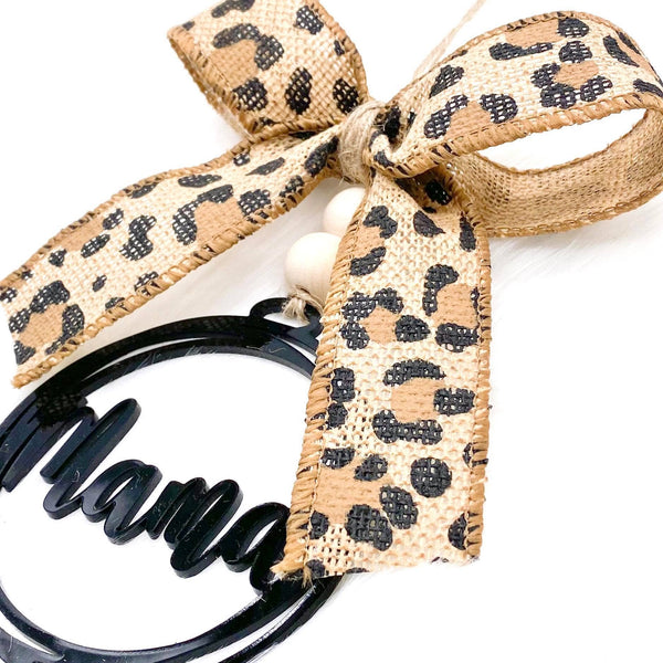 Leopard Bow & Black Mama Car Charm -Earrings