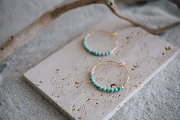 Private Label Stargaze Beaded Hoop Earrings : Ivory Wood