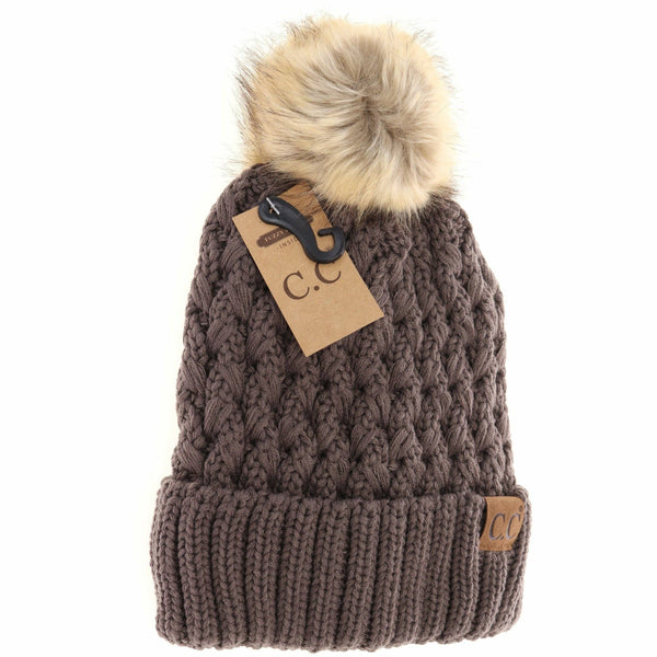 Lattice Stitch Earth Brown Beanie