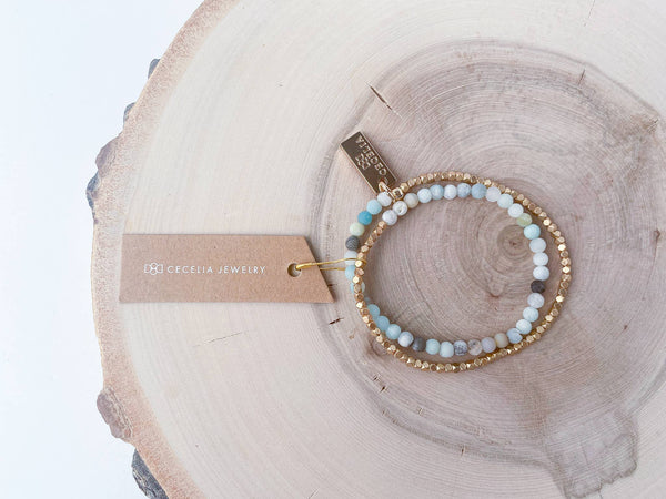 Bamboo Agate Double Wrap Bracelet