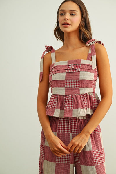 Sherry Gingham and Stripe Top