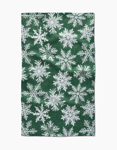 Snowy Days Green Tea Towel
