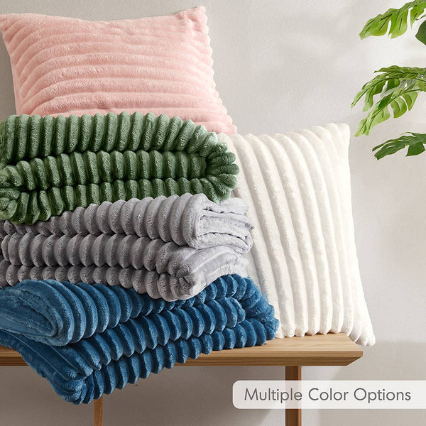 300GSM Fluffy Ribbed Plush Comforter Set,Green: King/Cal King