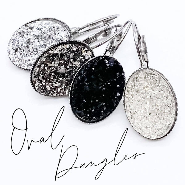 Oval Dangles -Earrings: Crystal