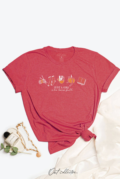 JUST A GIRL WHO LOVES FALL Green T-Shirt