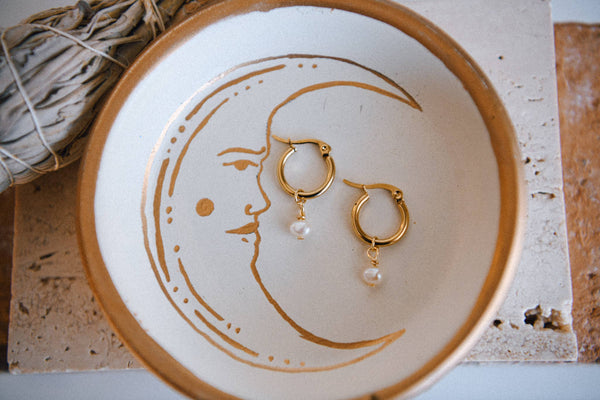 Stardust Pearl Hoop Earrings