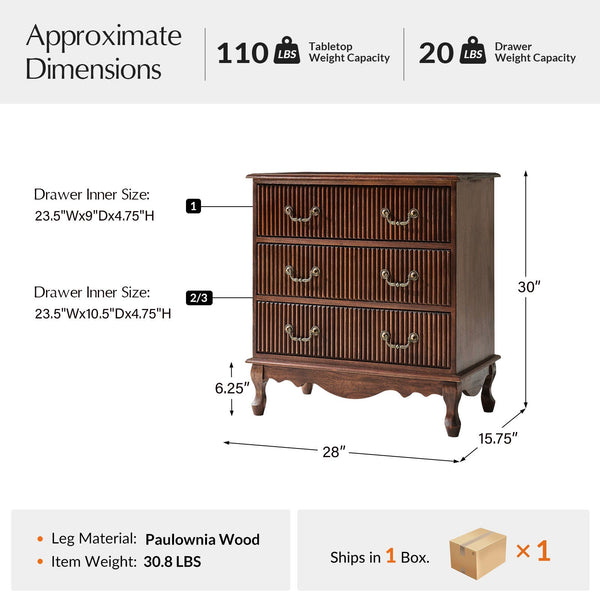 Cedar 3-Drawer Nightstand: Charcoal