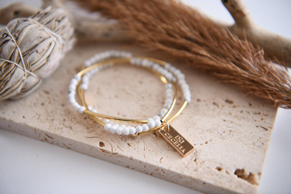 Bamboo Agate Triple Wrap Bracelet