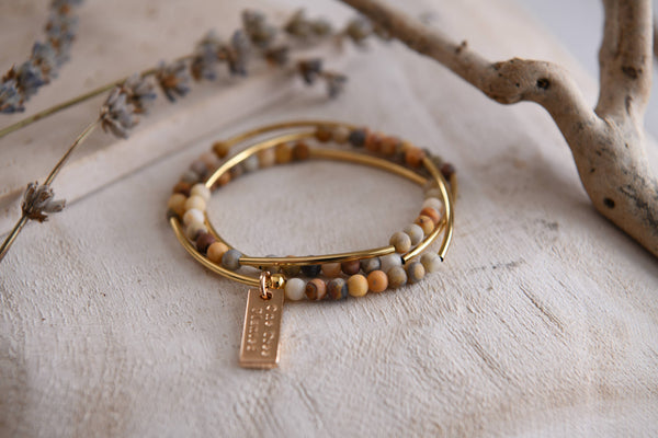 Bamboo Agate Triple Wrap Bracelet