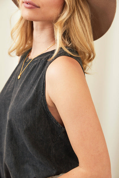 Olive Baseball Puff Print Tank Top