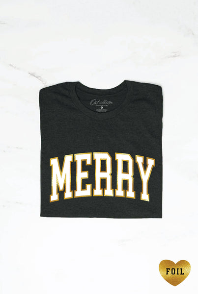 MERRY FOIL Black Graphic T-shirt