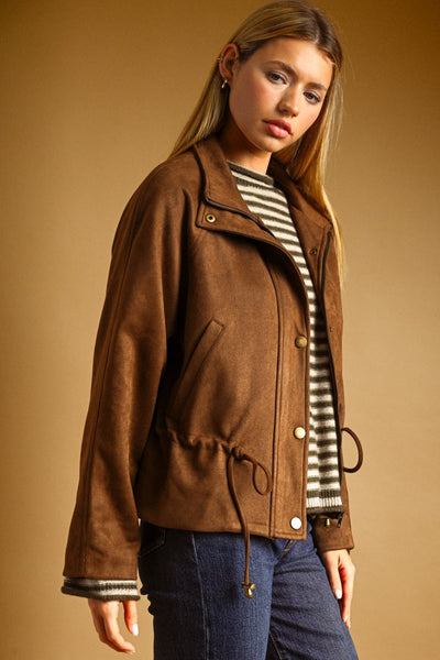 Rachel Suede High Collar Jacket