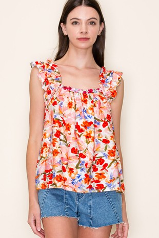 Emily Floral Print Ruffle Top