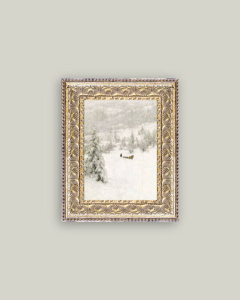 Winter Landscape Framed Antique Art: 16x12