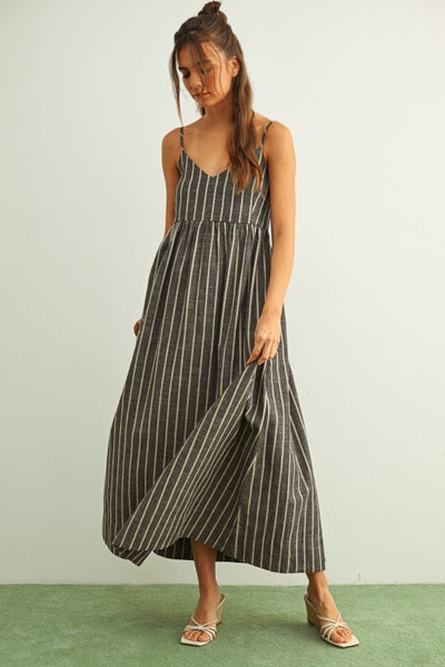 Audrey Stripe Pattern Long Dress