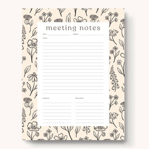 Floral Meeting Notes Notepad